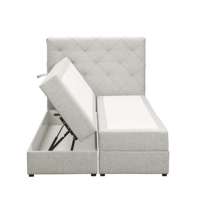Leen Bakker Boxspring met opbergruimte Liv geruit - ecru - 120x200 cm
