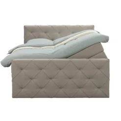 2-Persoons Boxsprings-Leen Bakker Boxspring met opbergruimte en voetbord Liv geruit - beige - 180x200cm