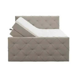 2-Persoons Boxsprings-Leen Bakker Boxspring met opbergruimte en voetbord Liv geruit - beige - 180x200cm