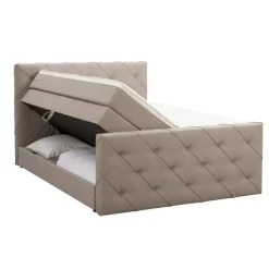 2-Persoons Boxsprings-Leen Bakker Boxspring met opbergruimte en voetbord Liv geruit - beige - 180x200cm