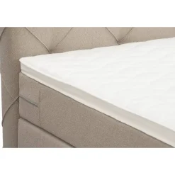 2-Persoons Boxsprings-Leen Bakker Boxspring met opbergruimte en voetbord Liv geruit - beige - 180x200cm