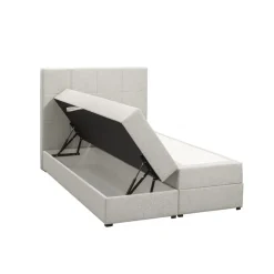 Leen Bakker Boxspring met opbergruimte Liv geblokt - ecru - 120x200 cm