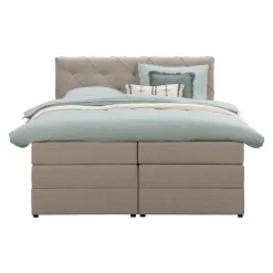 2-Persoons Boxsprings-Leen Bakker Boxspring met opbergruimte Liv geruit - beige - 160x200 cm