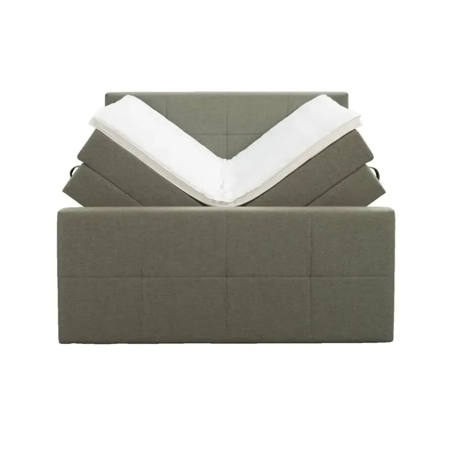 Leen Bakker Boxspring met opbergruimte en voetbord Liv geblokt - groen - 160x200cm