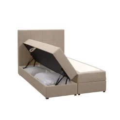 1-Persoons Boxsprings-Leen Bakker Boxspring met opbergruimte Liv geblokt - beige - 120x200 cm