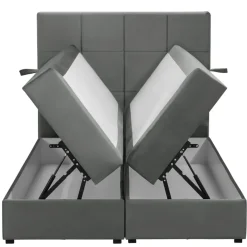 1-Persoons Boxsprings-Leen Bakker Boxspring met opbergruimte Liv geblokt - grijs - 120x200 cm