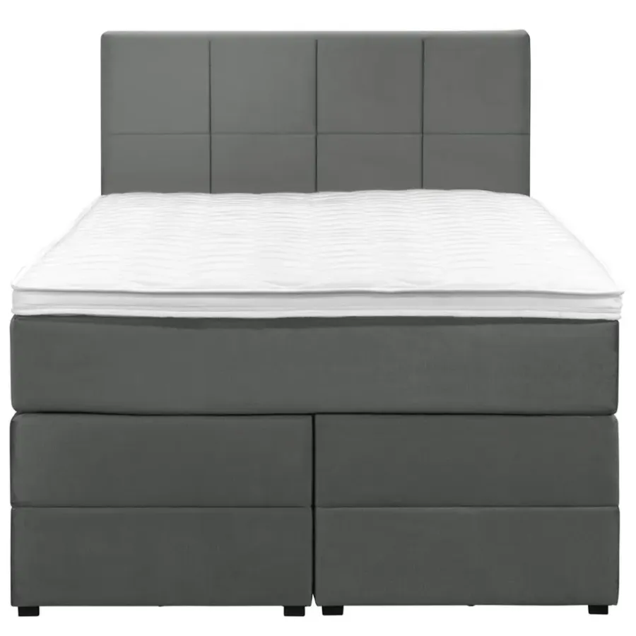 1-Persoons Boxsprings-Leen Bakker Boxspring met opbergruimte Liv geblokt - grijs - 120x200 cm