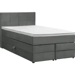 1-Persoons Boxsprings-Leen Bakker Boxspring met opbergruimte Liv geblokt - grijs - 120x200 cm