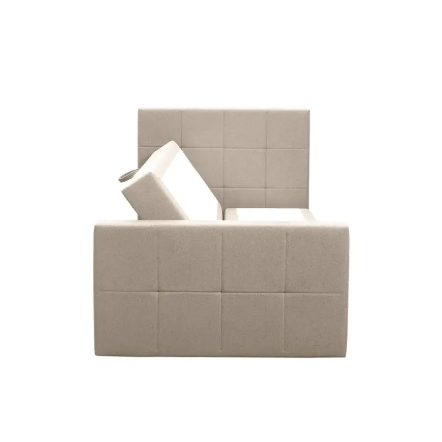 Leen Bakker Boxspring met opbergruimte en voetbord Liv geblokt - beige - 120x200cm