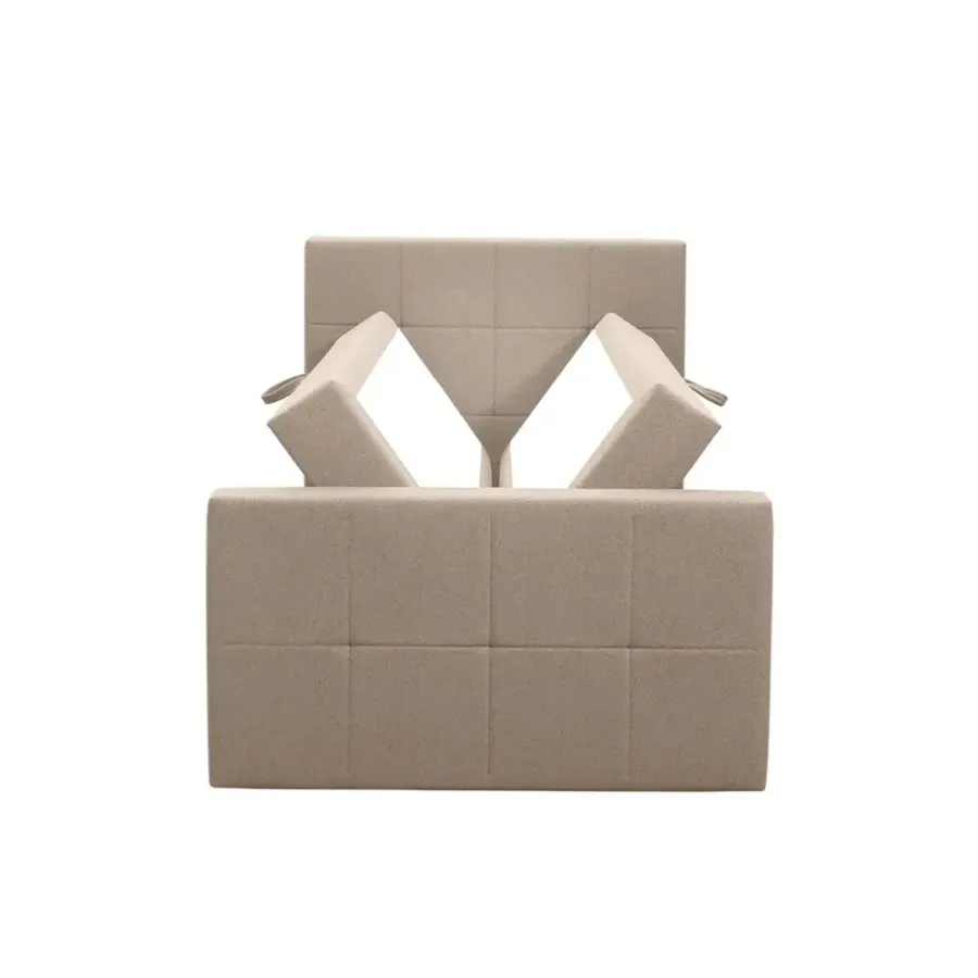 Leen Bakker Boxspring met opbergruimte en voetbord Liv geblokt - beige - 120x200cm