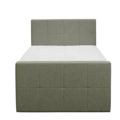 1-Persoons Boxsprings-Leen Bakker Boxspring met opbergruimte en voetbord Liv geblokt - groen - 120x200cm