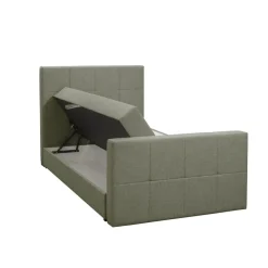 1-Persoons Boxsprings-Leen Bakker Boxspring met opbergruimte en voetbord Liv geblokt - groen - 120x200cm