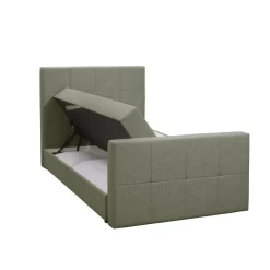 1-Persoons Boxsprings-Leen Bakker Boxspring met opbergruimte en voetbord Liv geblokt - groen - 120x200cm