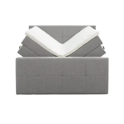 2-Persoons Boxsprings-Leen Bakker Boxspring met opbergruimte en voetbord Liv geblokt - lichtgrijs - 160x200cm