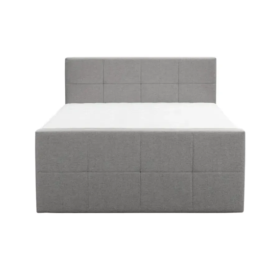 2-Persoons Boxsprings-Leen Bakker Boxspring met opbergruimte en voetbord Liv geblokt - lichtgrijs - 160x200cm