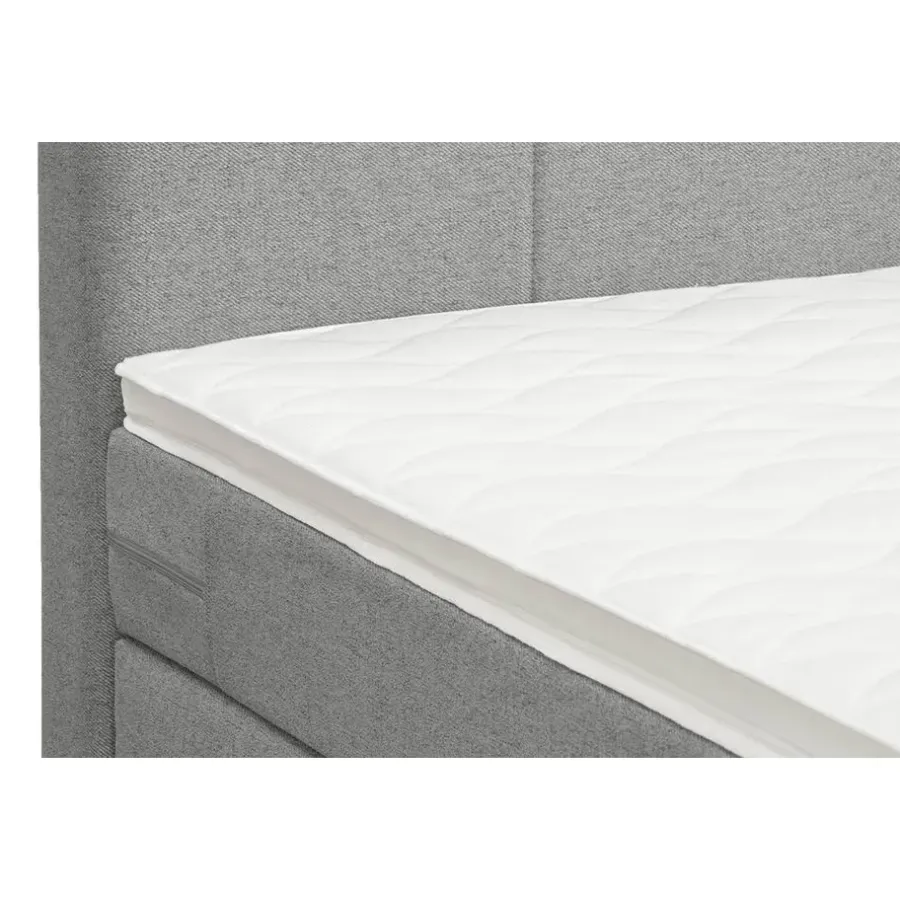2-Persoons Boxsprings-Leen Bakker Boxspring met opbergruimte en voetbord Liv geblokt - lichtgrijs - 160x200cm