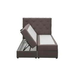 Leen Bakker Boxspring met opbergruimte Liv geruit - donkerbruin - 120x200 cm