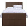 1-Persoons Boxsprings-Leen Bakker Boxspring met opbergruimte en voetbord Liv geblokt - bruin - 120x200cm