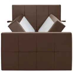 1-Persoons Boxsprings-Leen Bakker Boxspring met opbergruimte en voetbord Liv geblokt - bruin - 120x200cm