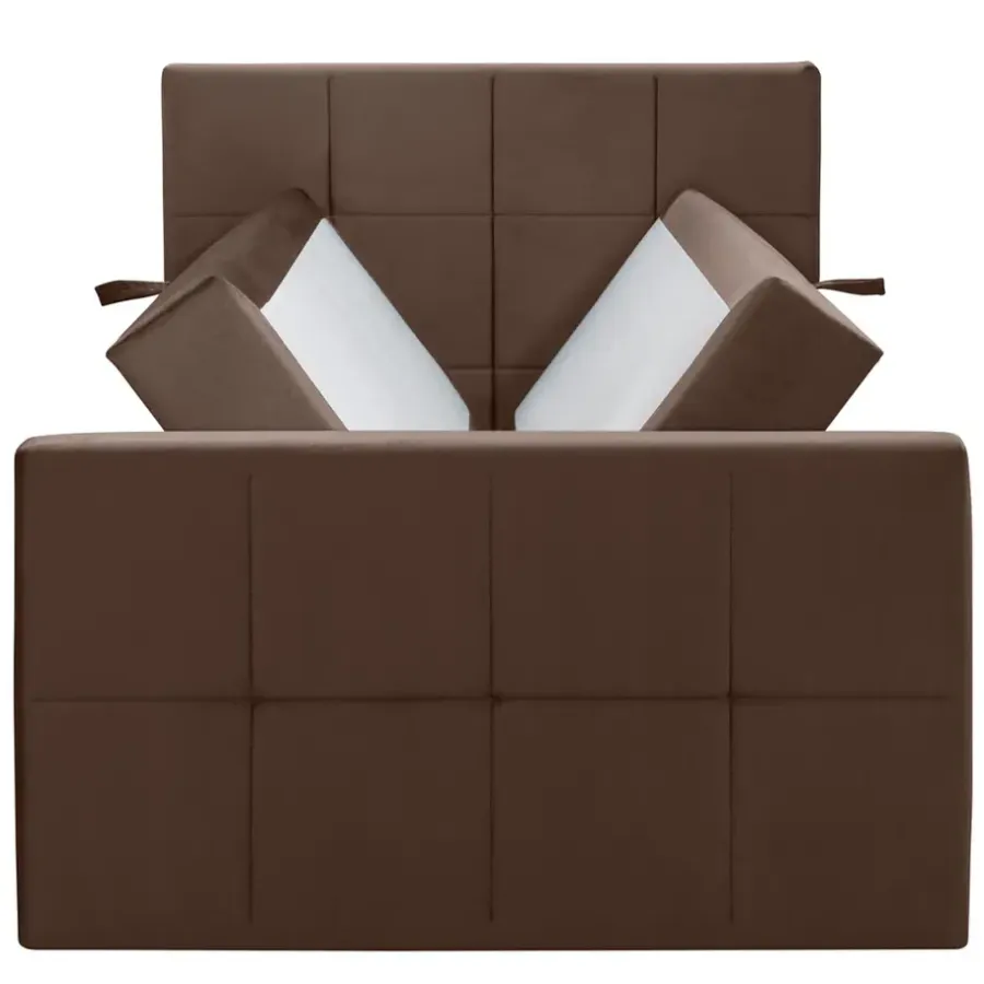 1-Persoons Boxsprings-Leen Bakker Boxspring met opbergruimte en voetbord Liv geblokt - bruin - 120x200cm