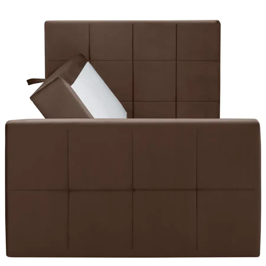 1-Persoons Boxsprings-Leen Bakker Boxspring met opbergruimte en voetbord Liv geblokt - bruin - 120x200cm
