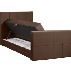 1-Persoons Boxsprings-Leen Bakker Boxspring met opbergruimte en voetbord Liv geblokt - bruin - 120x200cm