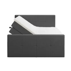 2-Persoons Boxsprings-Leen Bakker Boxspring met opbergruimte en voetbord Liv geblokt - antraciet - 160x200cm