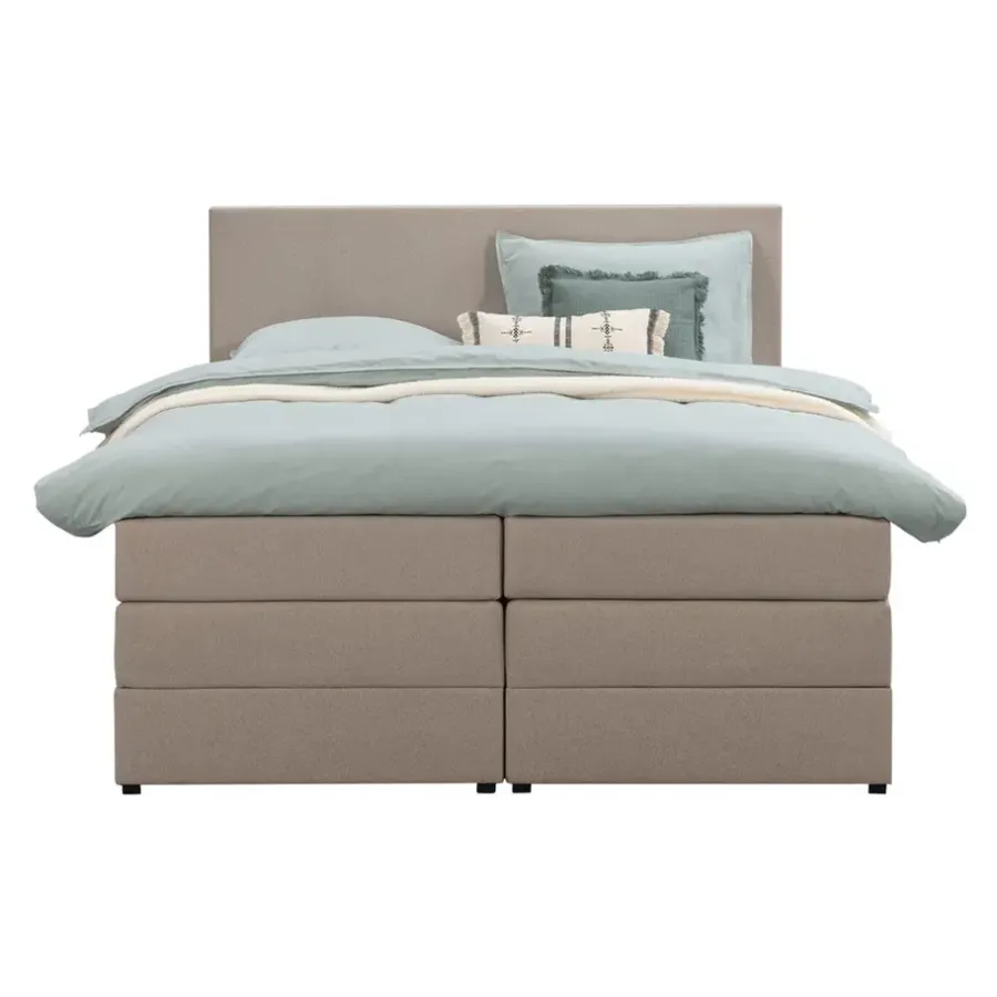 Leen Bakker Boxspring met opbergruimte Liv egaal - beige - 140x200 cm