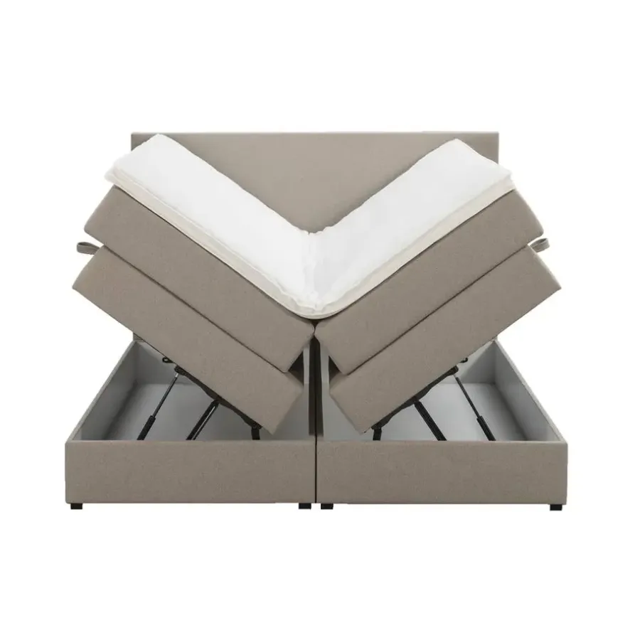 Leen Bakker Boxspring met opbergruimte Liv egaal - beige - 140x200 cm