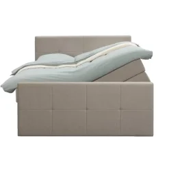 2-Persoons Boxsprings-Leen Bakker Boxspring met opbergruimte en voetbord Liv geblokt - beige - 180x200cm
