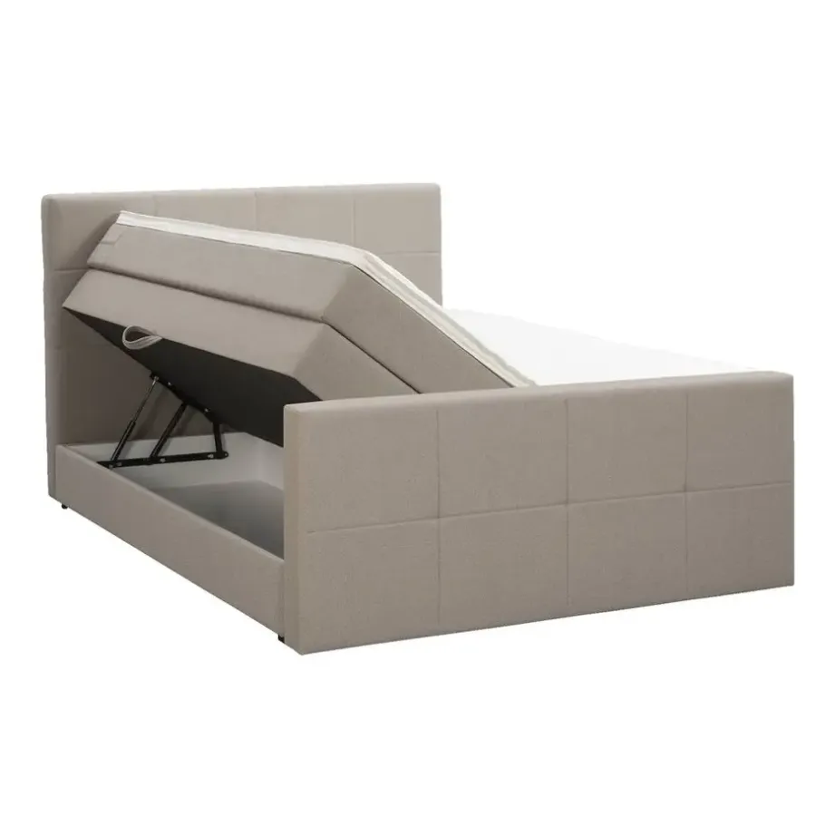 2-Persoons Boxsprings-Leen Bakker Boxspring met opbergruimte en voetbord Liv geblokt - beige - 180x200cm