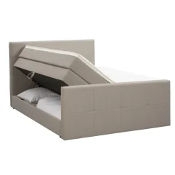 2-Persoons Boxsprings-Leen Bakker Boxspring met opbergruimte en voetbord Liv geblokt - beige - 180x200cm