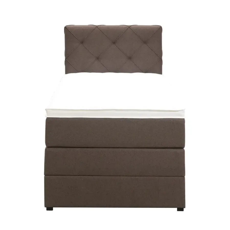 Leen Bakker Boxspring met opbergruimte Liv geruit - donkerbruin - 90x200 cm