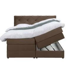 2-Persoons Boxsprings-Leen Bakker Boxspring met opbergruimte Liv geruit - bruin - 180x200 cm