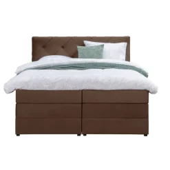 2-Persoons Boxsprings-Leen Bakker Boxspring met opbergruimte Liv geruit - bruin - 180x200 cm