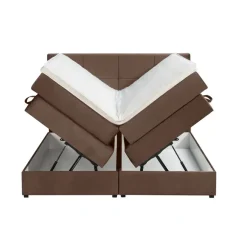 2-Persoons Boxsprings-Leen Bakker Boxspring met opbergruimte Liv geblokt - bruin - 180x200 cm