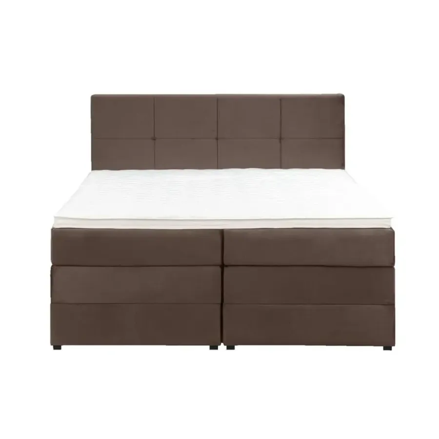 2-Persoons Boxsprings-Leen Bakker Boxspring met opbergruimte Liv geblokt - bruin - 180x200 cm