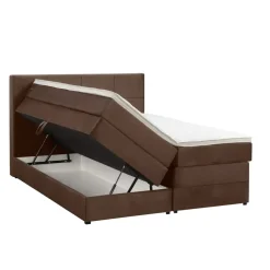 2-Persoons Boxsprings-Leen Bakker Boxspring met opbergruimte Liv geblokt - bruin - 180x200 cm