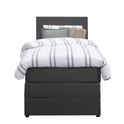 1-Persoons Boxsprings-Leen Bakker Boxspring met opbergruimte Liv egaal - antraciet - 90x200 cm