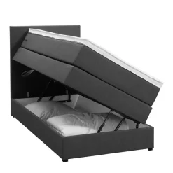 1-Persoons Boxsprings-Leen Bakker Boxspring met opbergruimte Liv egaal - antraciet - 90x200 cm