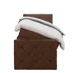 Leen Bakker Boxspring met opbergruimte en voetbord Liv geruit - bruin - 90x200cm