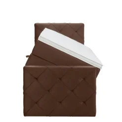 Leen Bakker Boxspring met opbergruimte en voetbord Liv geruit - bruin - 90x200cm