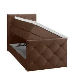 Leen Bakker Boxspring met opbergruimte en voetbord Liv geruit - bruin - 90x200cm