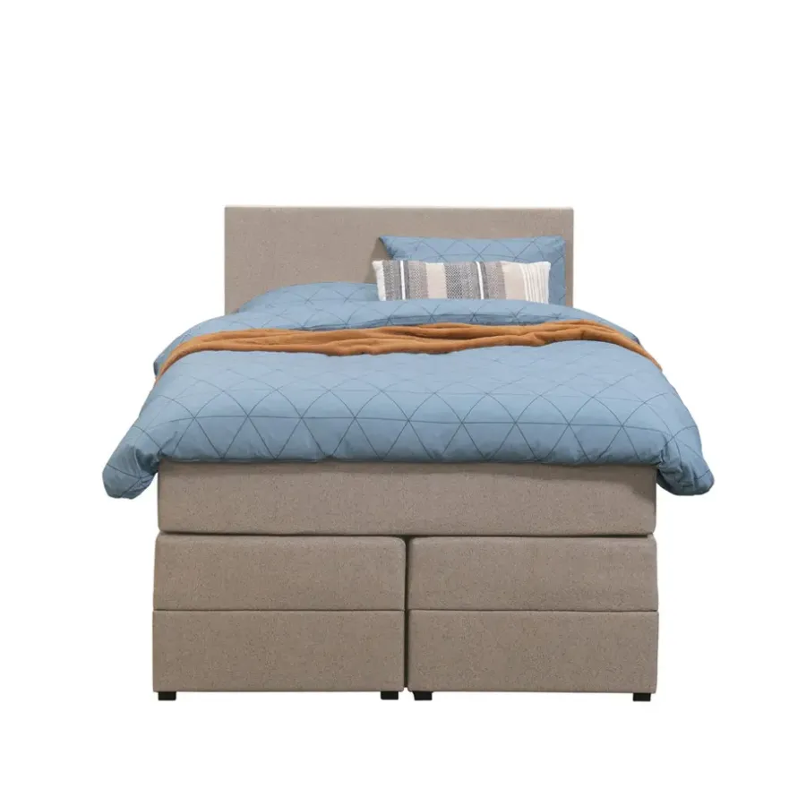 Leen Bakker Boxspring met opbergruimte Liv egaal - beige - 120x200 cm