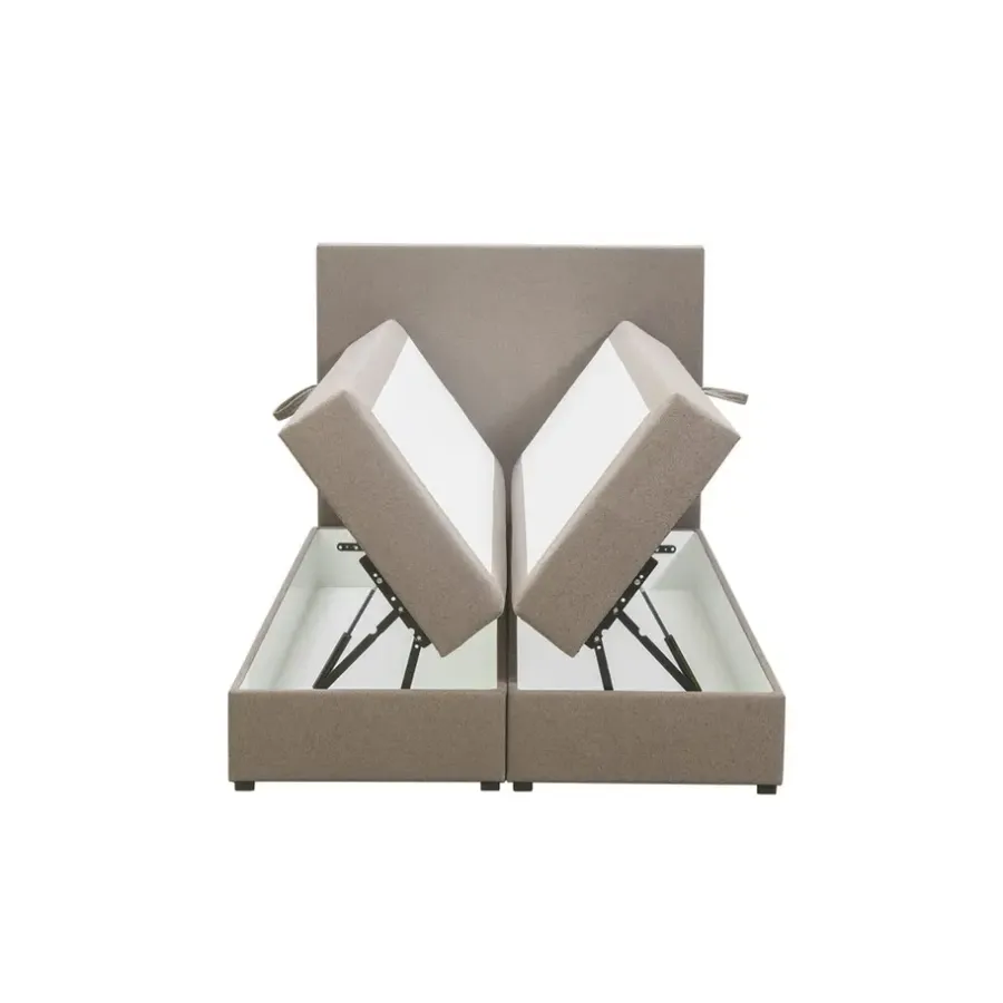 Leen Bakker Boxspring met opbergruimte Liv egaal - beige - 120x200 cm