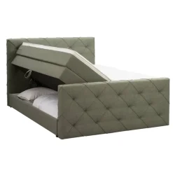 2-Persoons Boxsprings-Leen Bakker Boxspring met opbergruimte en voetbord Liv geruit - groen - 180x200cm
