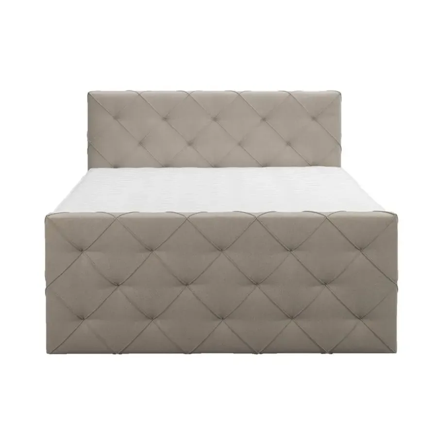 2-Persoons Boxsprings-Leen Bakker Boxspring met opbergruimte en voetbord Liv geruit - beige - 140x200cm