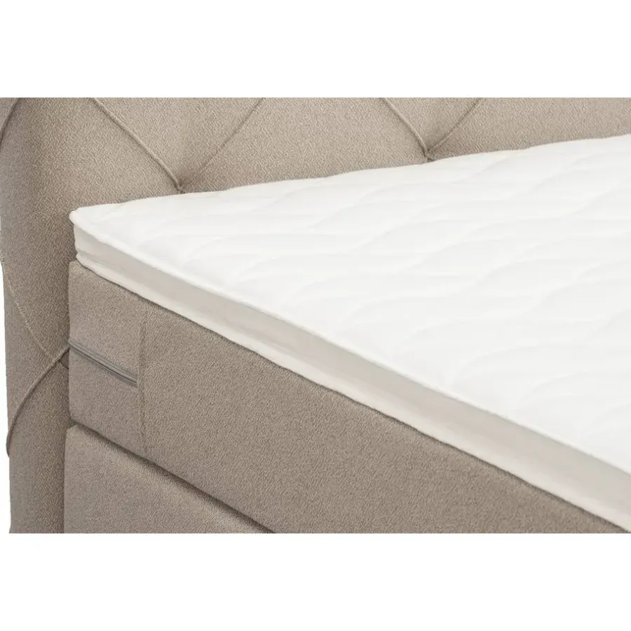 2-Persoons Boxsprings-Leen Bakker Boxspring met opbergruimte en voetbord Liv geruit - beige - 140x200cm