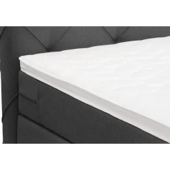 Leen Bakker Boxspring met opbergruimte Liv geruit - antraciet - 90x200 cm