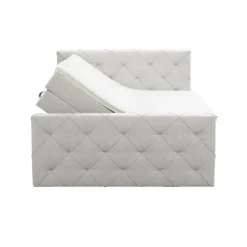 Leen Bakker Boxspring met opbergruimte en voetbord Liv geruit - ecru - 160x200cm